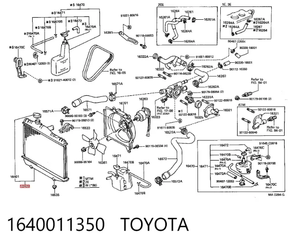 Radiador 1640011350 Toyota