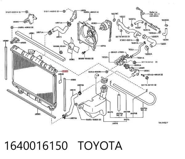Radiador 1640016150 Toyota