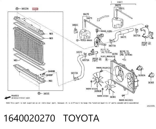 Radiador 1640020270 Toyota