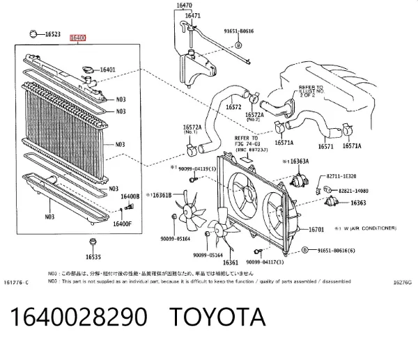 Radiador 1640028290 Toyota