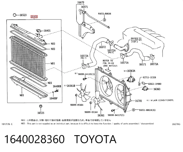 Radiador 1640028360 Toyota