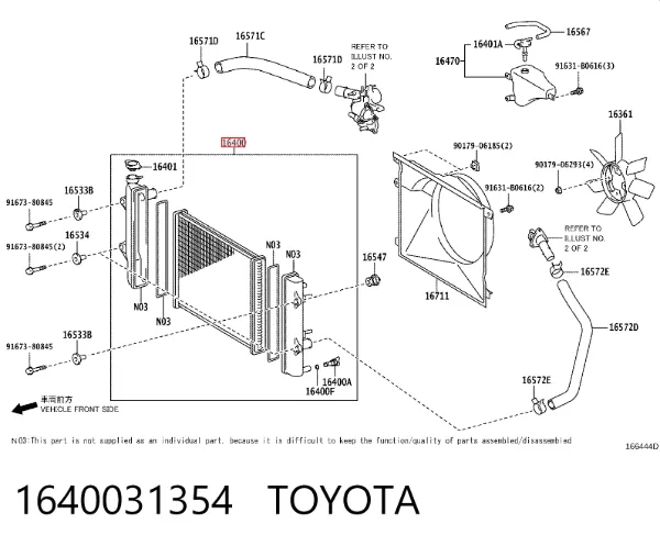 Radiador 1640031354 Toyota