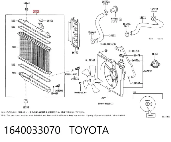 Radiador 1640033070 Toyota