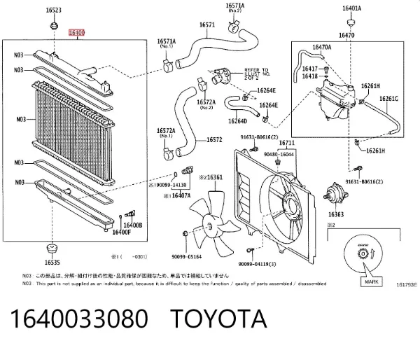 Radiador 1640033080 Toyota