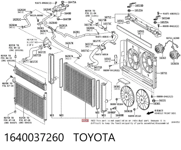 Radiador 1640037260 Toyota
