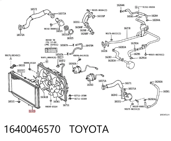 Radiador 1640046570 Toyota