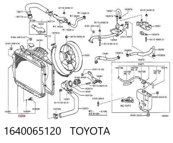 Radiador 1640065120 Toyota