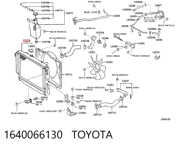 Radiador 1640066130 Toyota