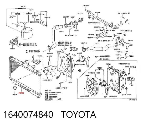 Radiador 1640074840 Toyota