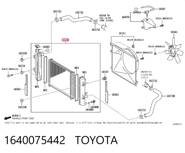 Radiador 1640075442 Toyota