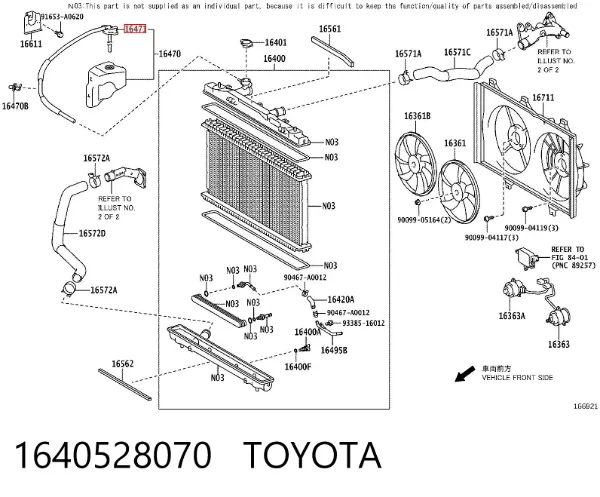 Tapón depósito de refrigerante 1640528070 Toyota