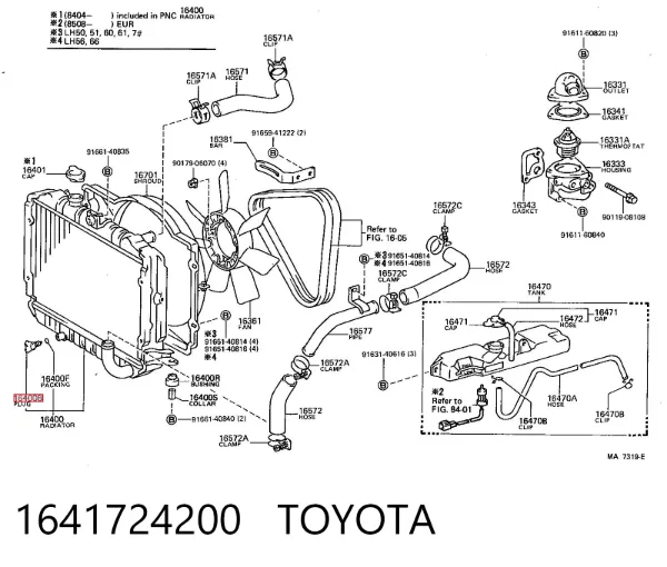 Válvula de drenaje del radiador de refrigeración 1641724200 Toyota