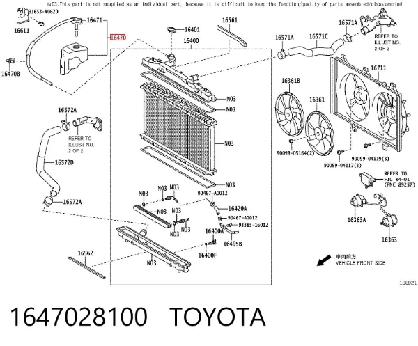 Vaso de expansión 1647028100 Toyota