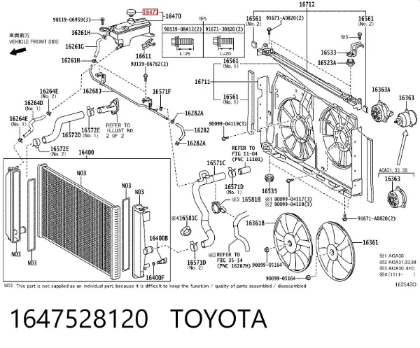 Tapón depósito de refrigerante 1647528120 Toyota