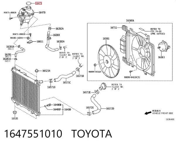 Tapón depósito de refrigerante 1647551010 Toyota