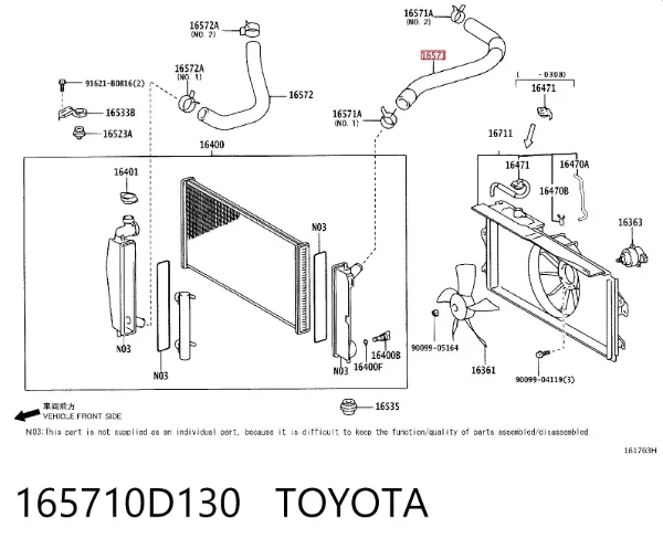 Manguera superior del radiador 165710D130 Toyota