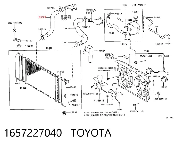 Manguera inferior del radiador 1657227040 Toyota