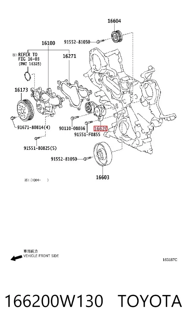 Tensor de correa poli V 166200W130 Toyota