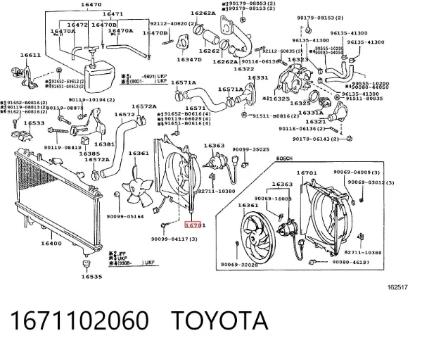 Bastidor radiador 1671102060 Toyota