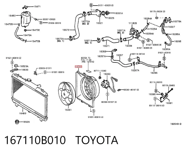 Bastidor radiador 167110B010 Toyota