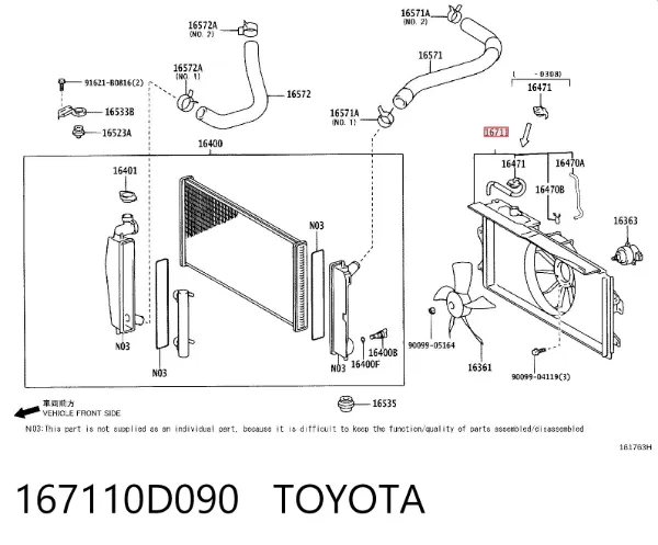 Bastidor radiador 167110D090 Toyota