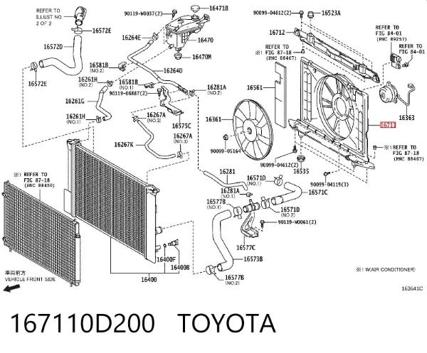Difusor del radiador del aire acondicionado 167110D200 Toyota