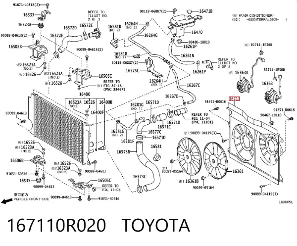 Bastidor radiador 167110R020 Toyota