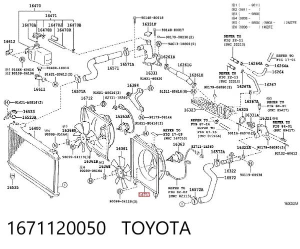 Bastidor radiador 1671120050 Toyota
