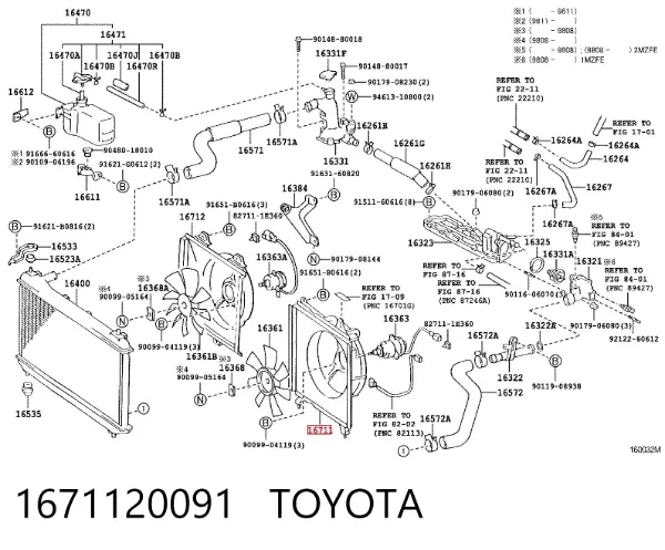Bastidor radiador 1671120091 Toyota
