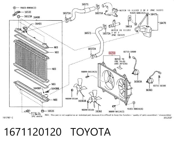 Bastidor radiador 1671120120 Toyota