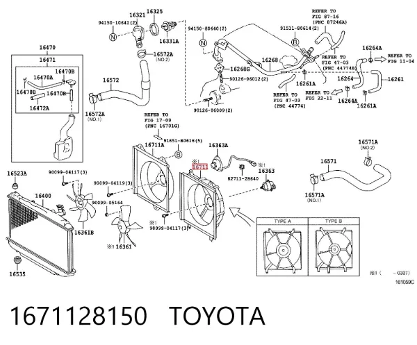 Bastidor radiador 1671128150 Toyota