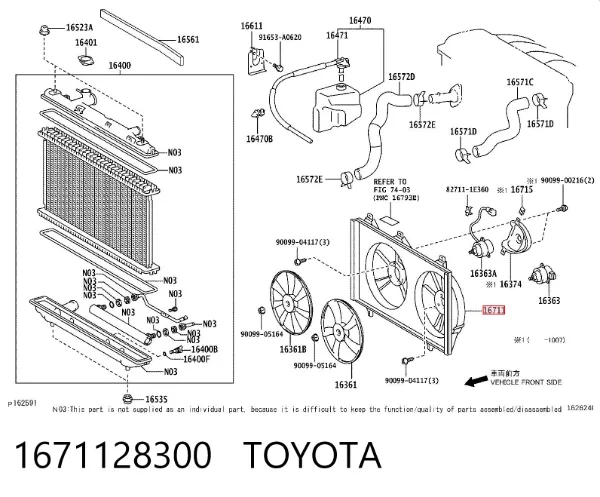Bastidor radiador 1671128300 Toyota