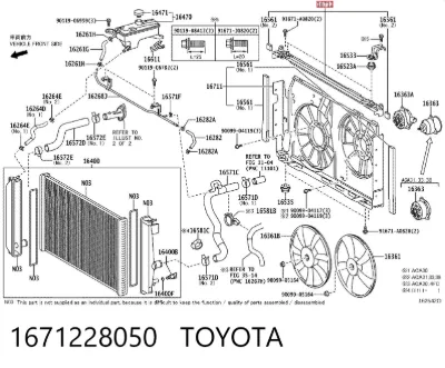 Difusor del radiador del aire acondicionado TOYOTA 1671228050