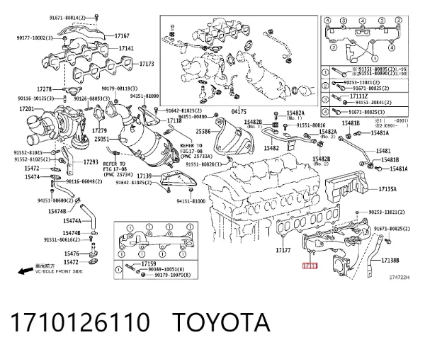 Colector de admisión 1710126110 Toyota