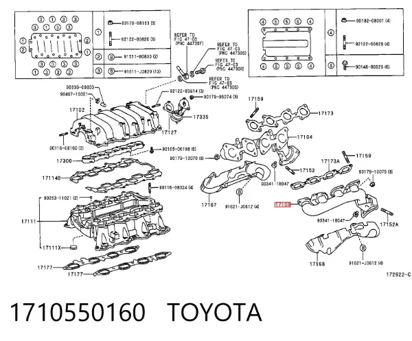 Colector de escape izquierdo 1710550160 Toyota