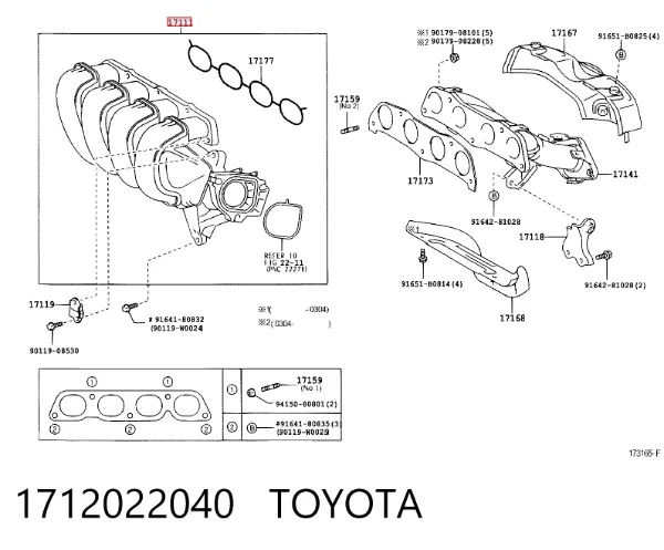 Colector de admisión 1712022040 Toyota