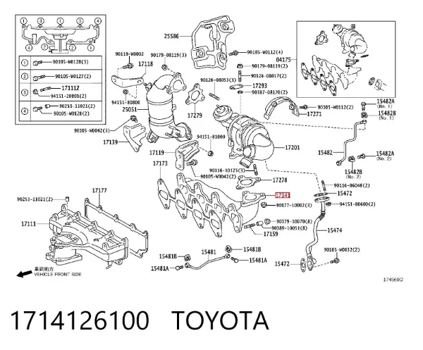 Colector de escape 1714126100 Toyota