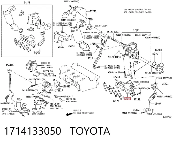 Colector de escape 1714133050 Toyota