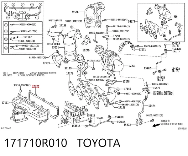 Junta de colector de admisión 171710R010 Toyota
