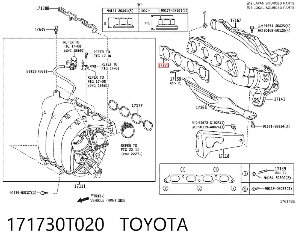 Junta colector escape Toyota Corolla E18