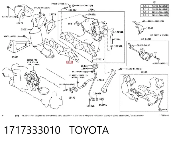 Junta colector escape 1717333010 Toyota