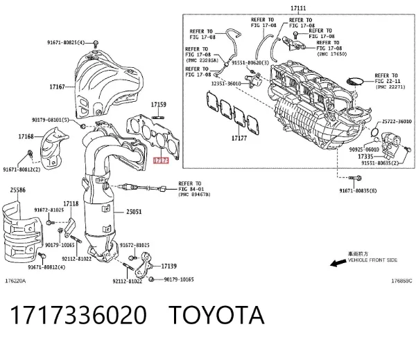 Junta colector escape 1717336020 Toyota