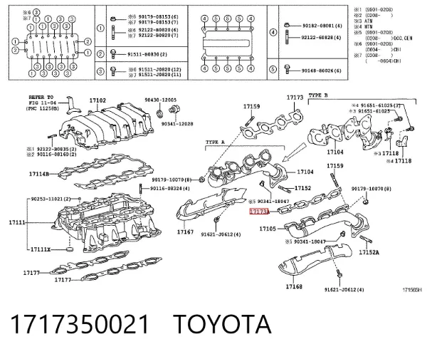 Junta colector escape 1717350021 Toyota