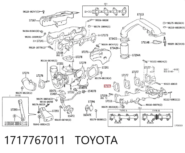 Junta de colector de admisión 1717767011 Toyota