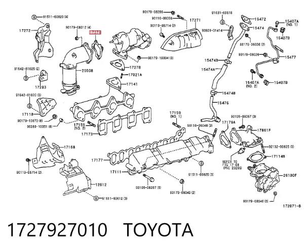Junta del catalizador 1727927010 Toyota