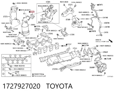 Junta del catalizador TOYOTA 1727927020