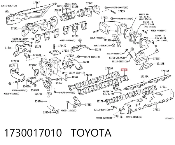 Colector de admisión 1730017010 Toyota