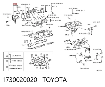 Válvula (actuador) del accionamiento de las mariposas del colector de admisión TOYOTA 1730020020