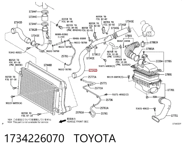 Tubo intercooler 1734226070 Toyota