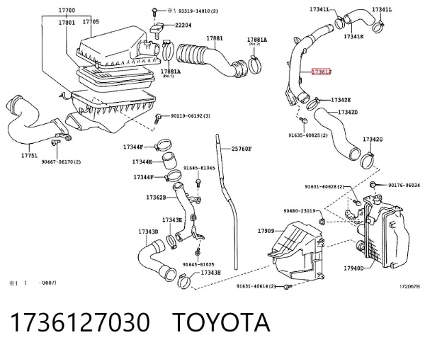 Tubo intercooler 1736127030 Toyota